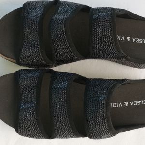 Chelsea and Violet rhinestone black Wedge shoes
